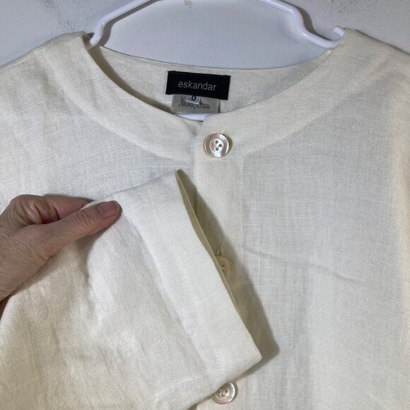 Womens Eskandar Lagenlook Linen Jacket Cream Esk Size O (US 6/8) - Picture 3 of 14